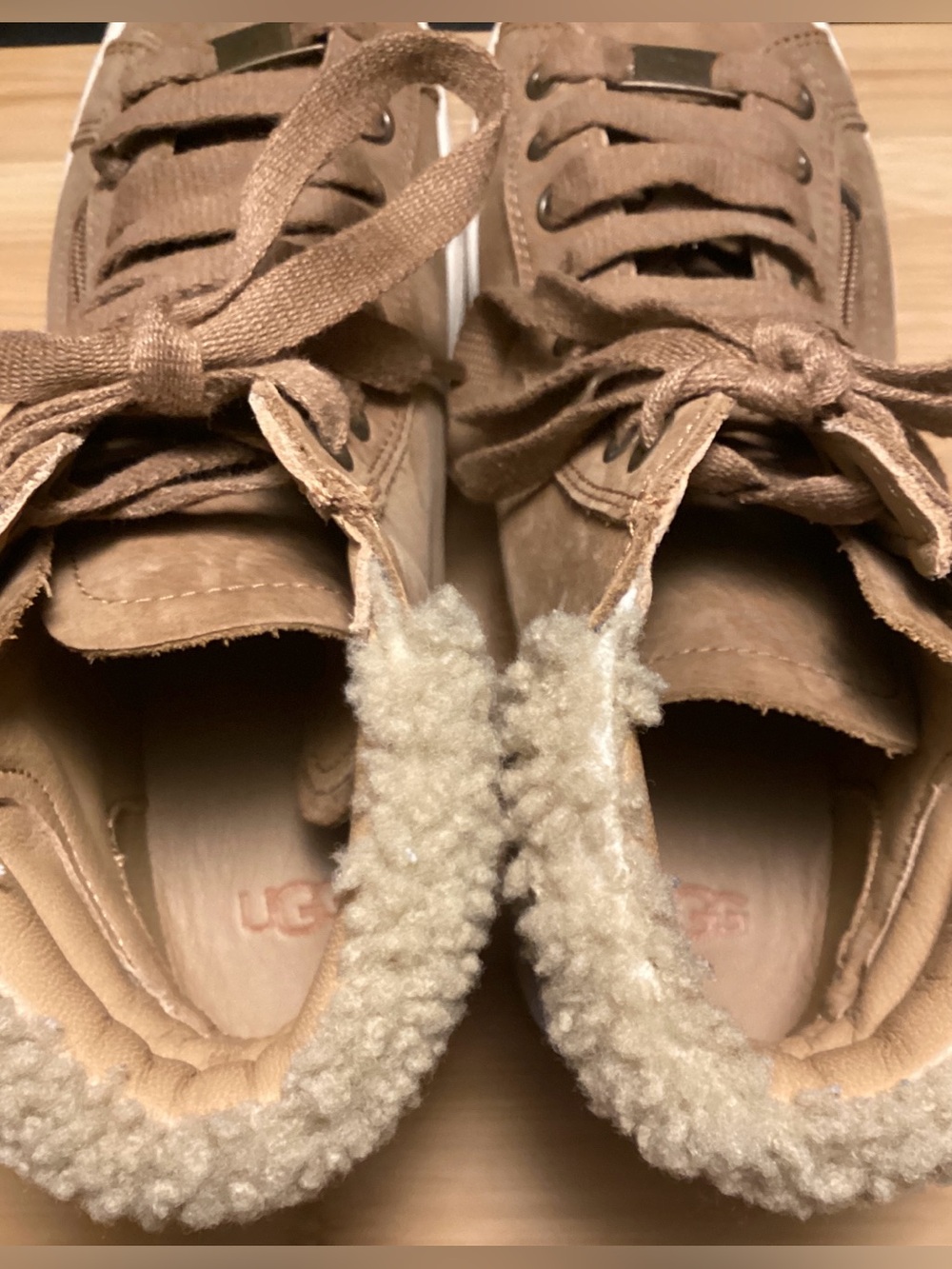 UGG Olive Chestnut High-Top Premium Nubuck Leather Upper Sneakers - Picture 5 of 10